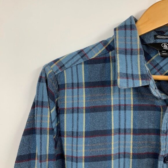 Volcom Men's Gaines Cotton Plaid Flannel Button Up Long Sleeve Shirt Size L - Picture 3 of 12